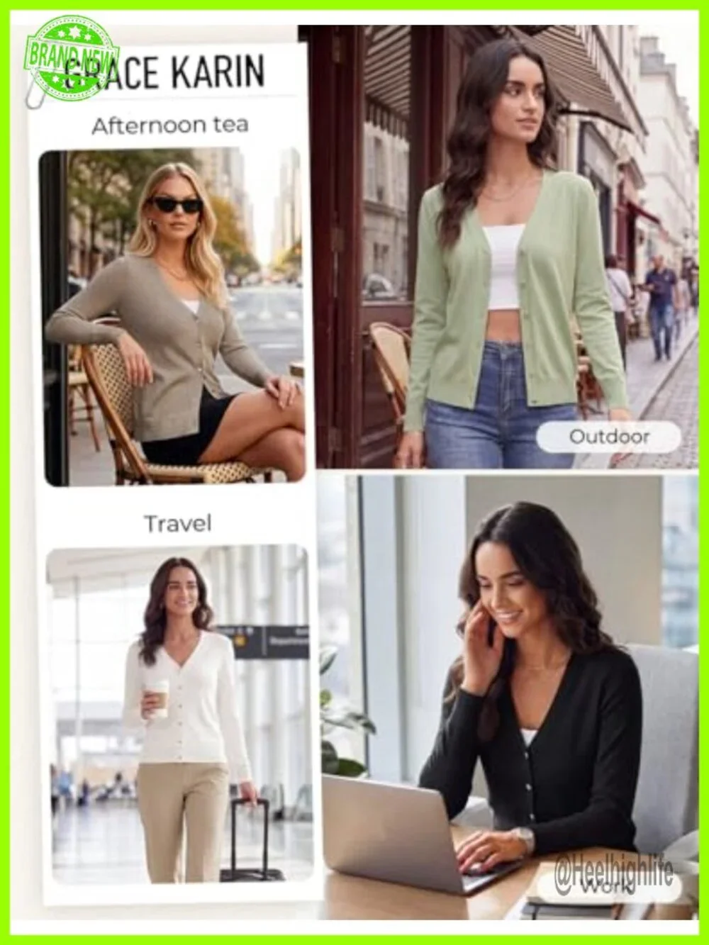 Lightweight V-Neck Cardigan Sweater with Metal Buttons